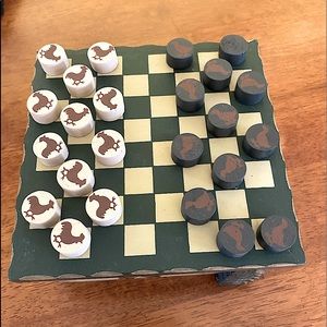 Country Primitive Farmhouse Style Rooster Checkers Box Set